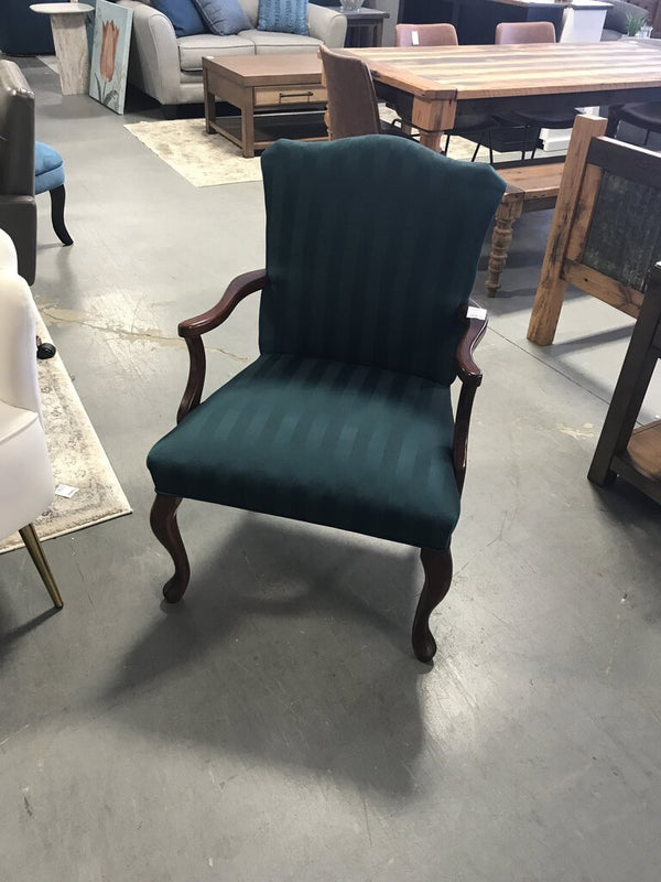 Green Upholstered Queen Anne Chair