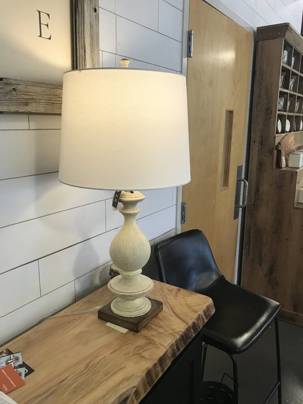 Taupe Table Lamp with Linen Hardback Shade