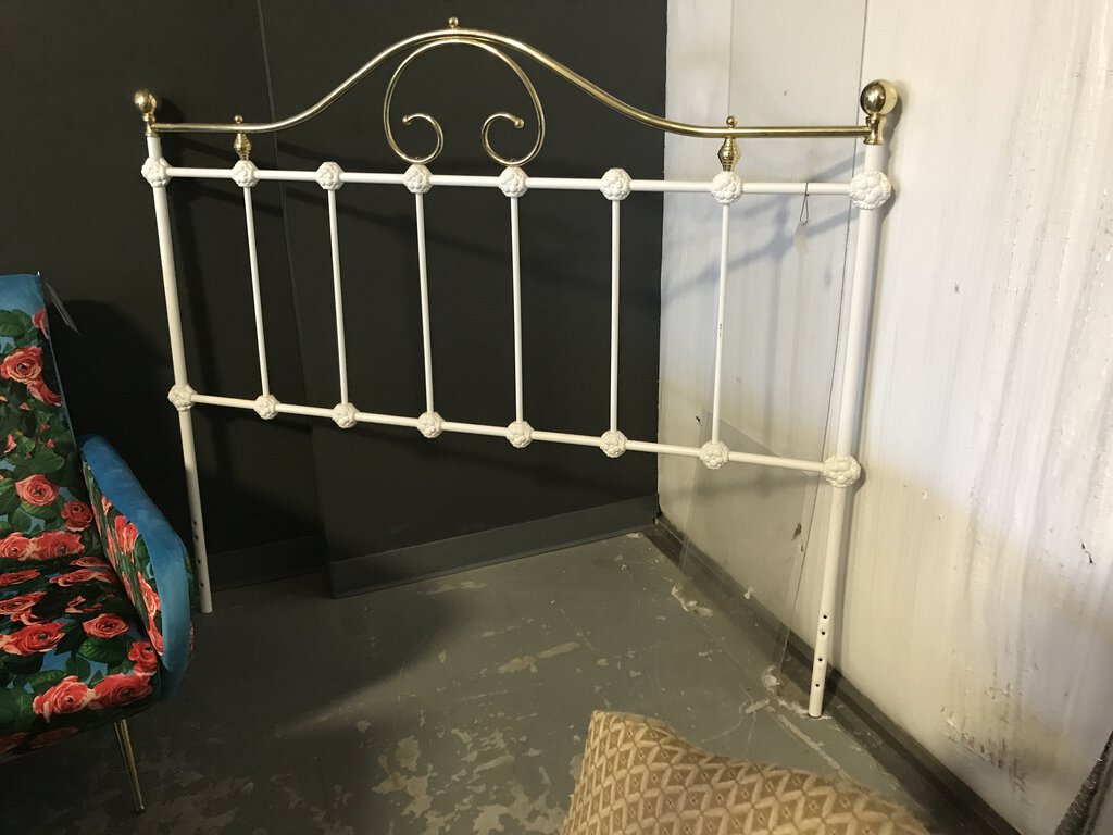 White & Brass Full Headboard