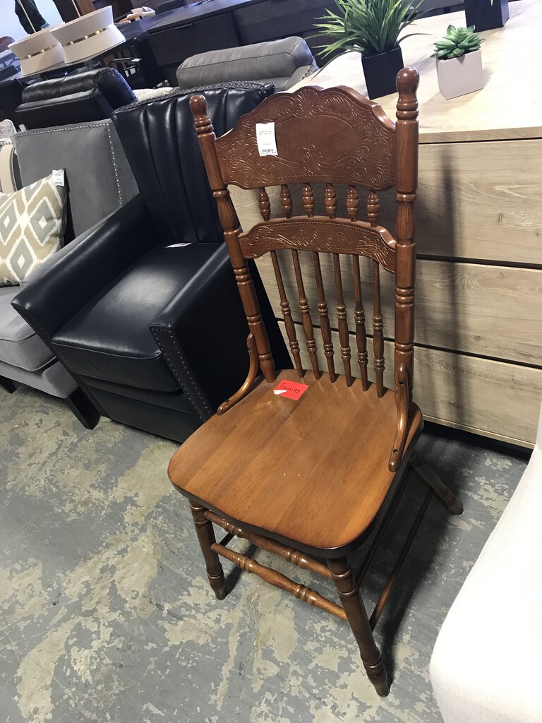Pressed Back Oak Chair