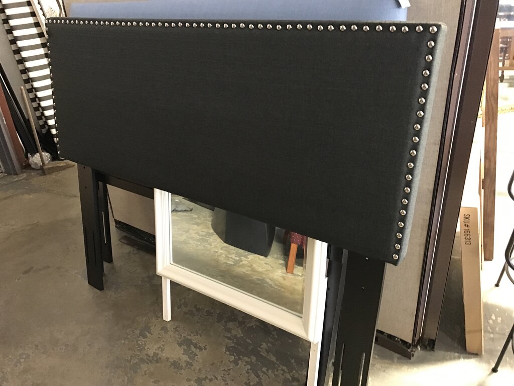 Charcoal Headboard w/Nailhead Trim-Queen