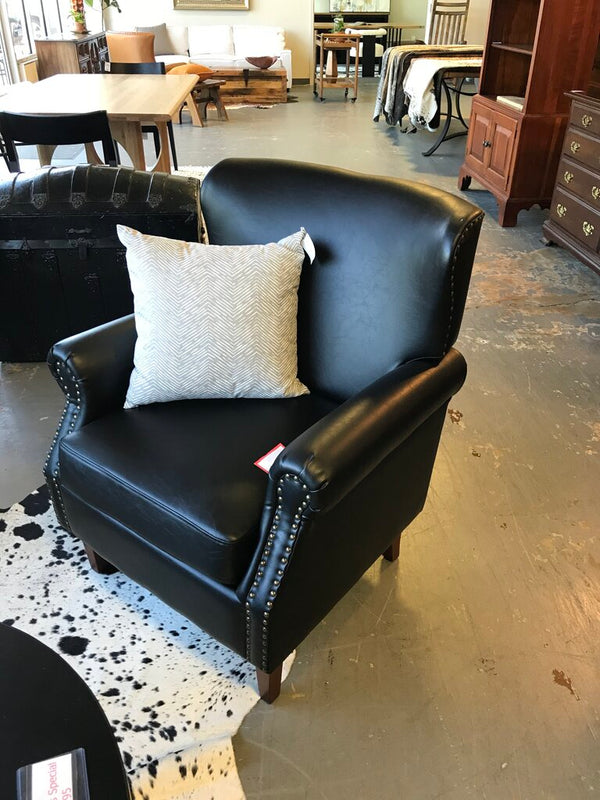 Lucas Vegan Leather Armchair-Black (AS-IS: TEAR)