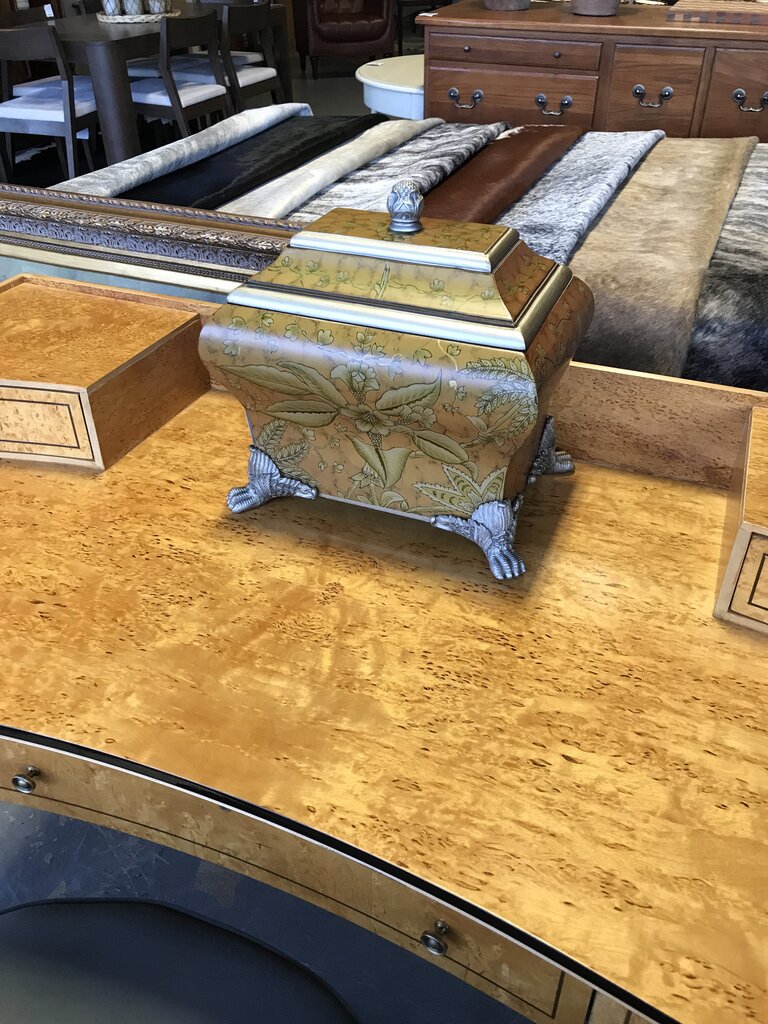 Yellow Decorative Box with Metal Feet