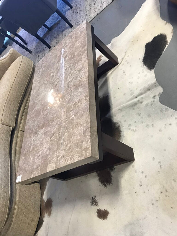 Marble Top Coffee Table with Wood Base - by Ashley