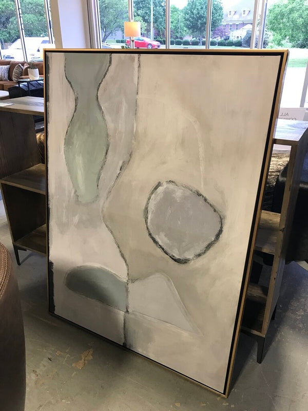 Large Blue & Grey Abstract in Gold Frame