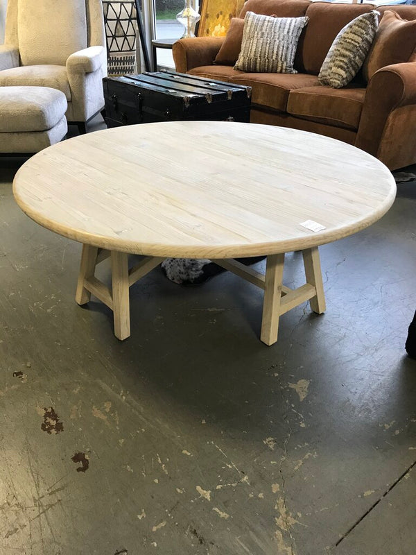 Whitewashed 52" Round Coffee Table