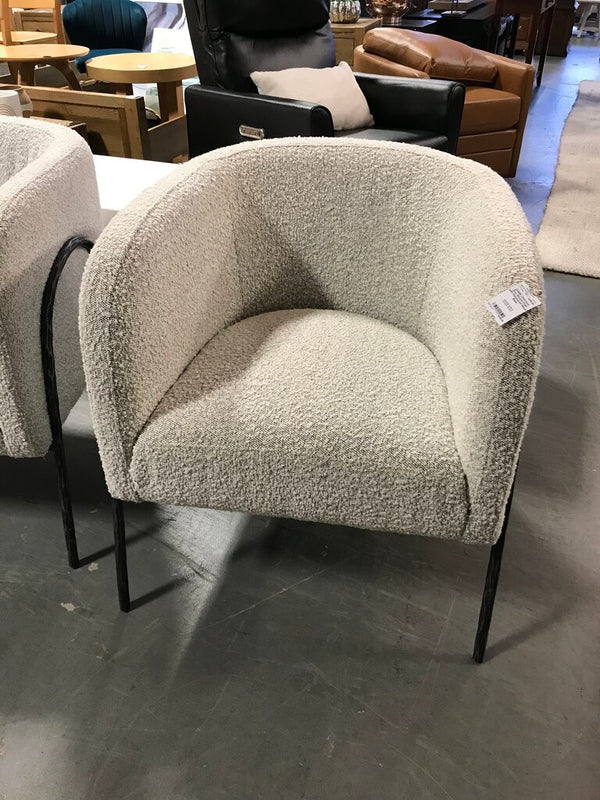 Uttermost Grey Boucle Chair with Hammered Metal Base