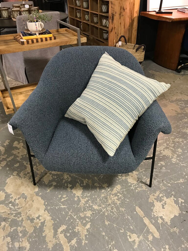 Knoll Grey Boucle Chair with Black Metal Base