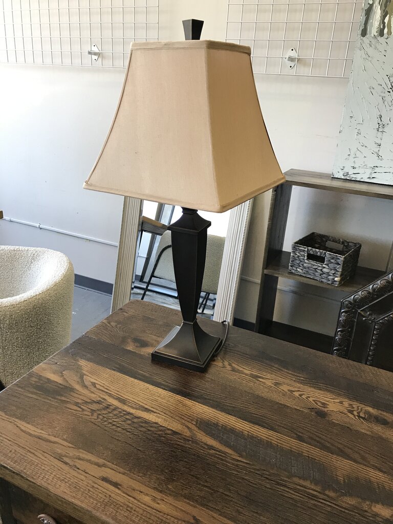 Bronze Lamp with Beige Shade