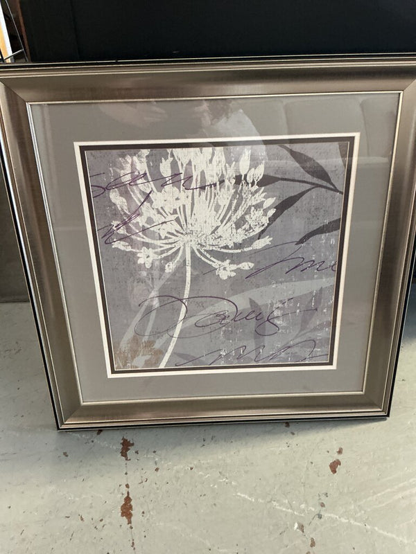 Framed Grey/White/Black Floral Art