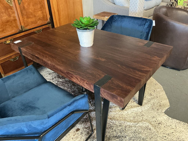 Dark Mango Wood Dining Table Metal Leg