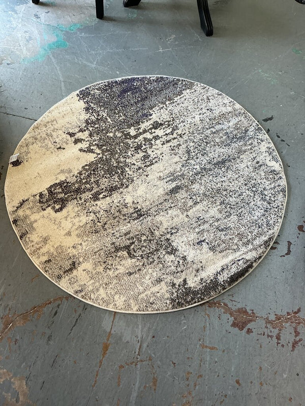 Grey/White/Brown Round Rug