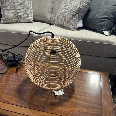 Modern Boho Handwoven Globe Rattan Pendant Light, Natural