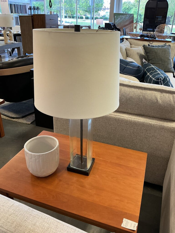 Square Base Glass Lamp Round Shade