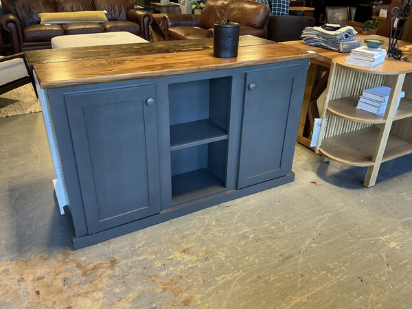 5' Charcoal Gray Media Cabinet w/ Medium Stain Top