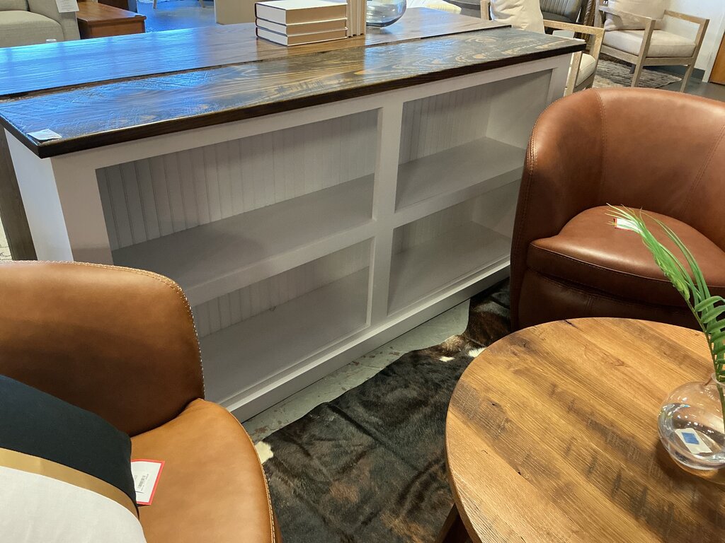 6' White Bookcase w/ Dark Stain Top