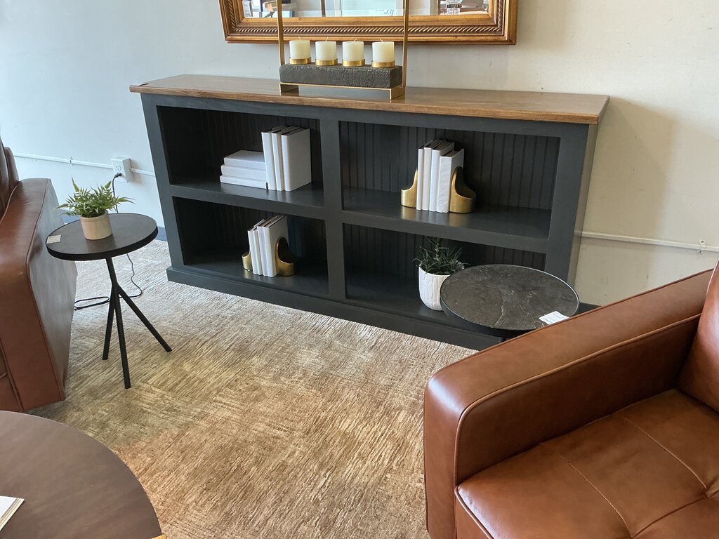 6' Charcoal Gray Bookcase w/ Medium Stain Top