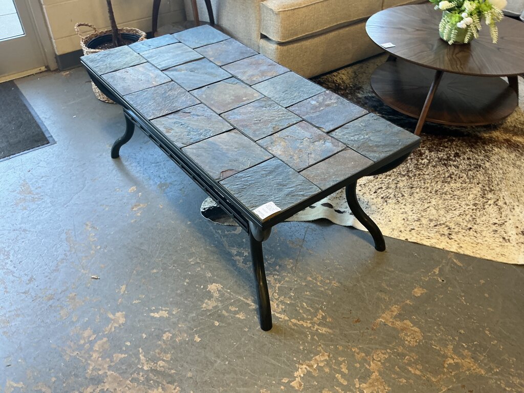 Slate Tile Top Coffee Table with Metal Base