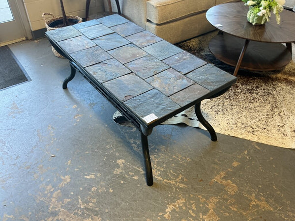 Slate Tile Top Coffee Table with Metal Base