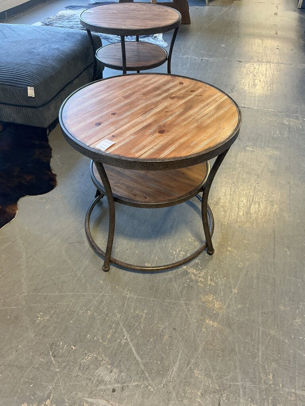 Round Industrial End Table