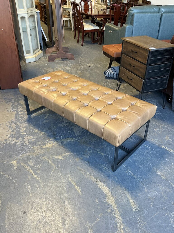 Wyatt Tan Leather Bench