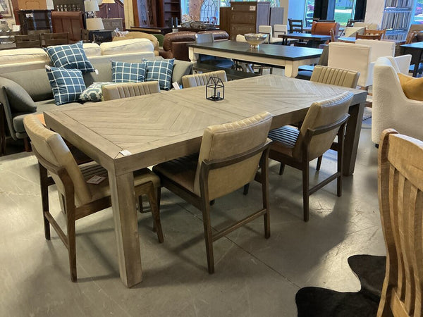 Herringbone Dining Table- Rustic Latte