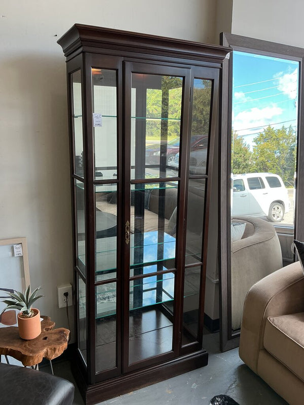 Dark Wood Glass Curio Cabinet