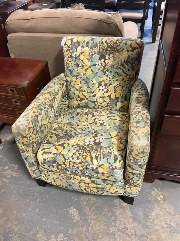 Gray/Yellow Floral Arm Chair (As-Is)