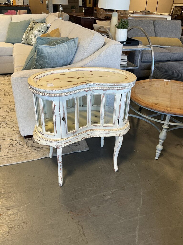 Painted Curved End Table W/ Tray