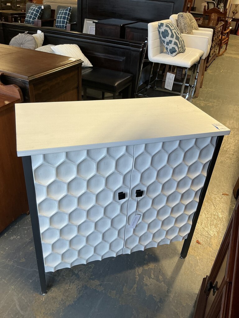 White Cabinet w/ Honeycomb Pattern
