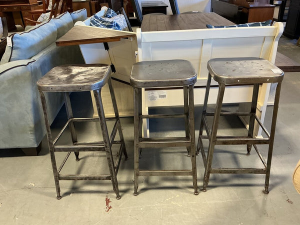 Set of 3 Metal Bar Height Barstools