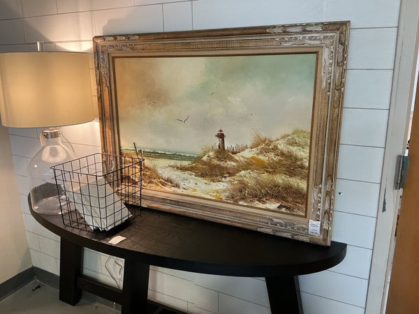 Framed Oil Painting of Lighthouse