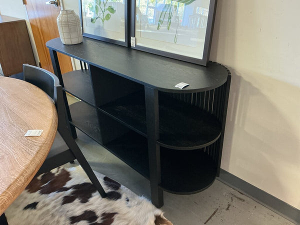 Black Slatted Console Shelf - 61"