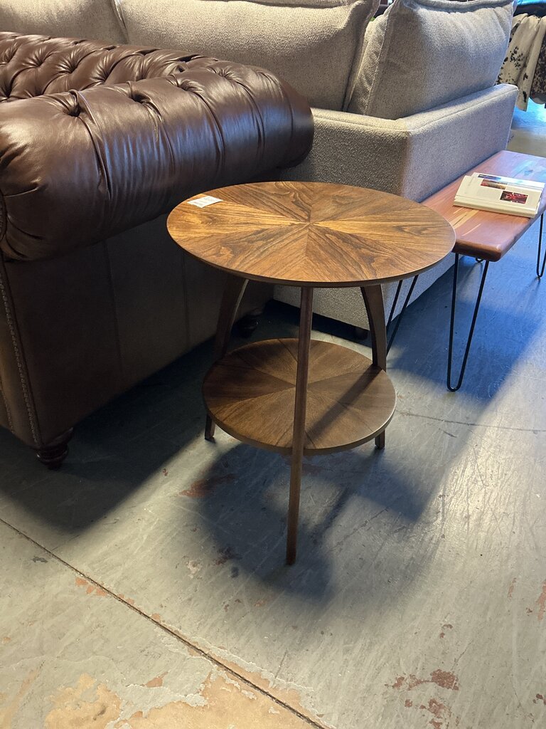 Sunburst Inlay End Table- Brown