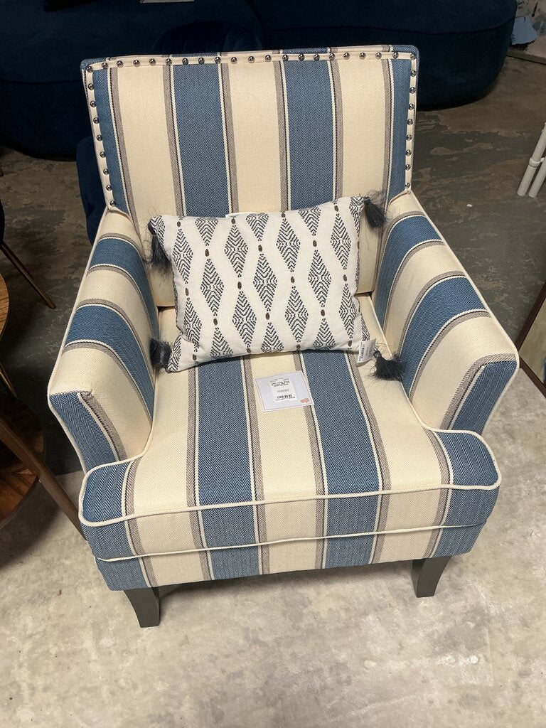 Illinois Armchair Blue and White Stripped