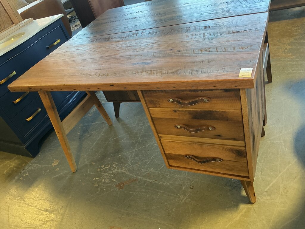 Amish MCM Reclaimed Desk 3 Drawers- Medium Stain