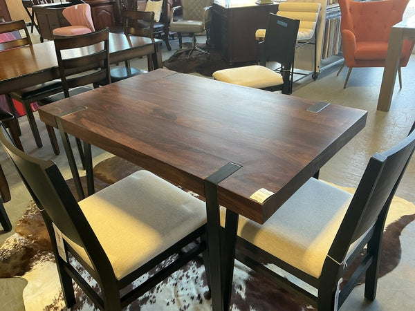 Light Mango Wood Dining Table Metal Leg