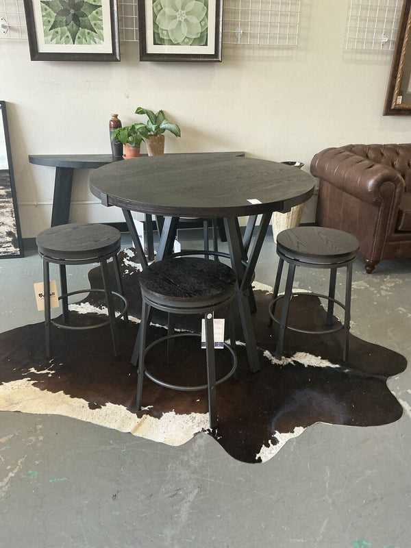 Counter Height Wood/Metal 5 Pcs Set