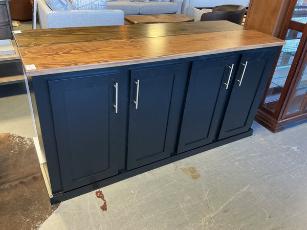 6' Media Cabinet- Black W/ Natural Top