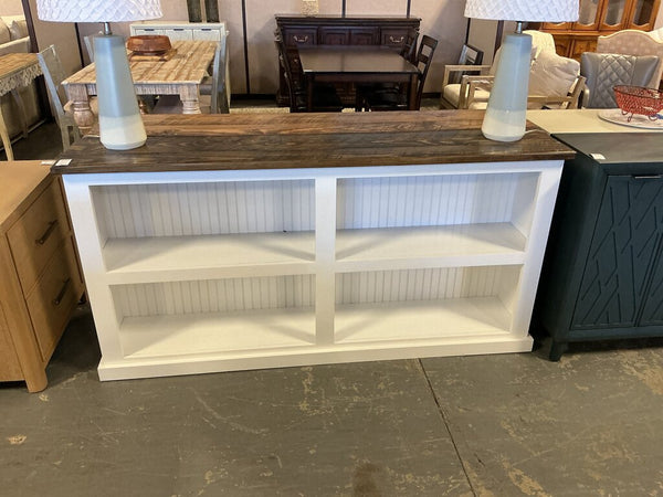 6' White Bookcase Dark Top