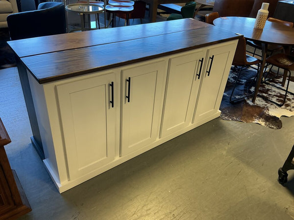 6' Media Cabinet- White Dark Top