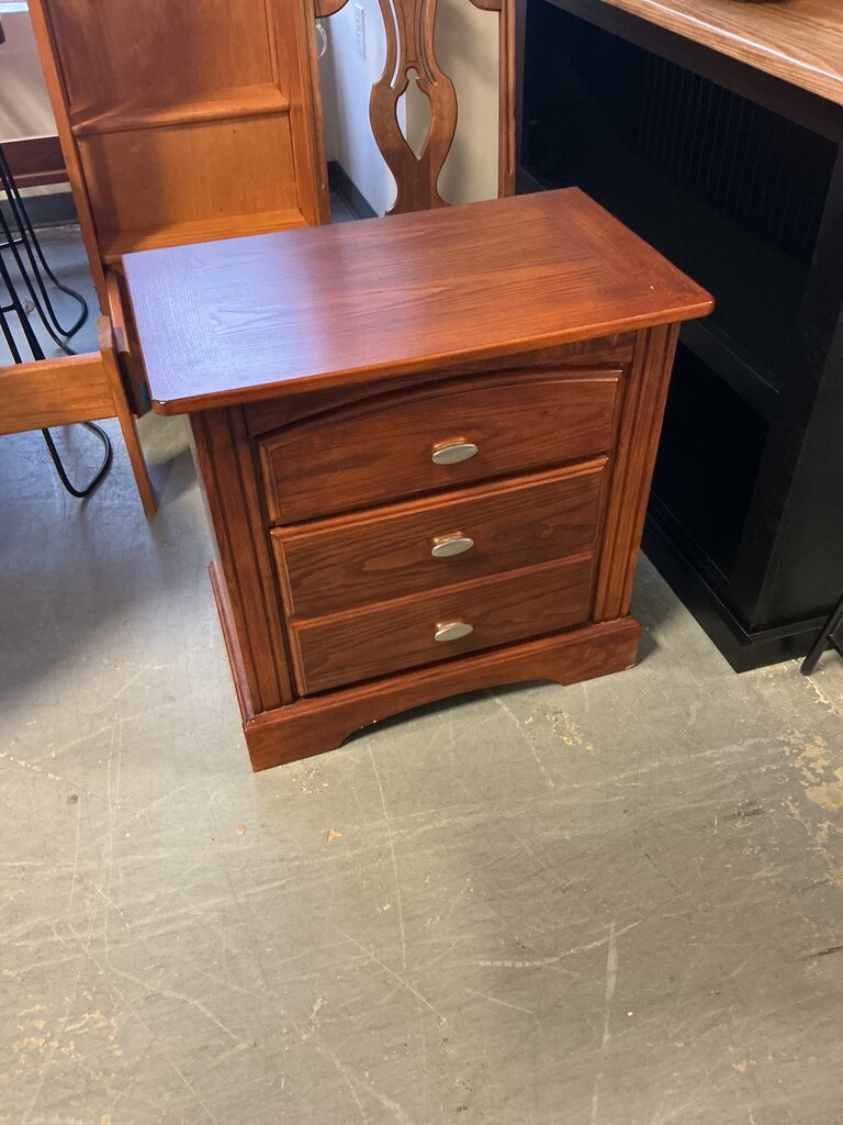 2 Drawer Nightstand w/ Silver Handles