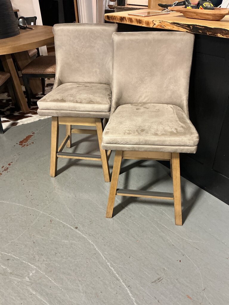 Taupe Microsuede Swivel Counter Stool (PAIR)