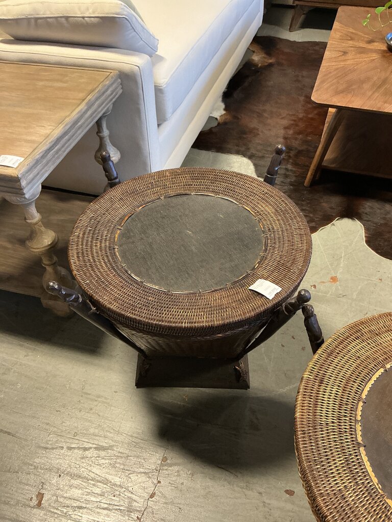 Woven Drum Storage End Table