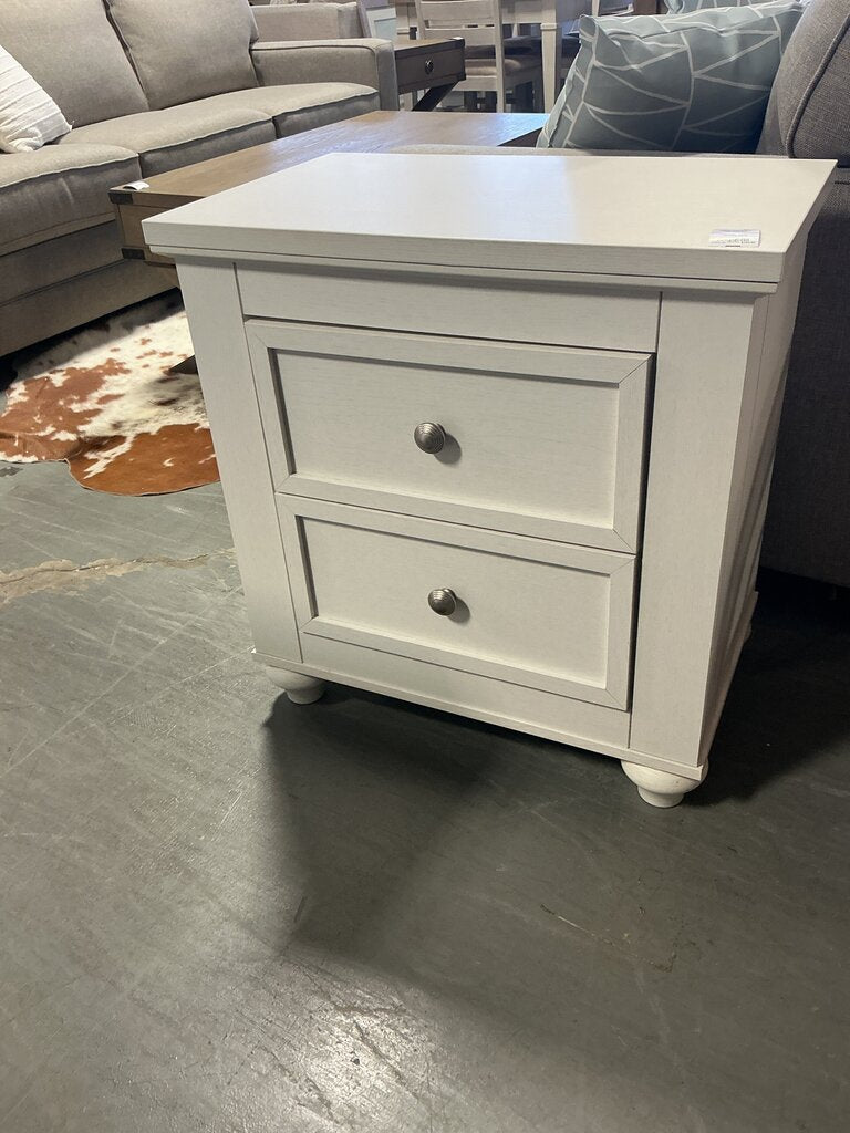 White 2 Drawer Nightstand
