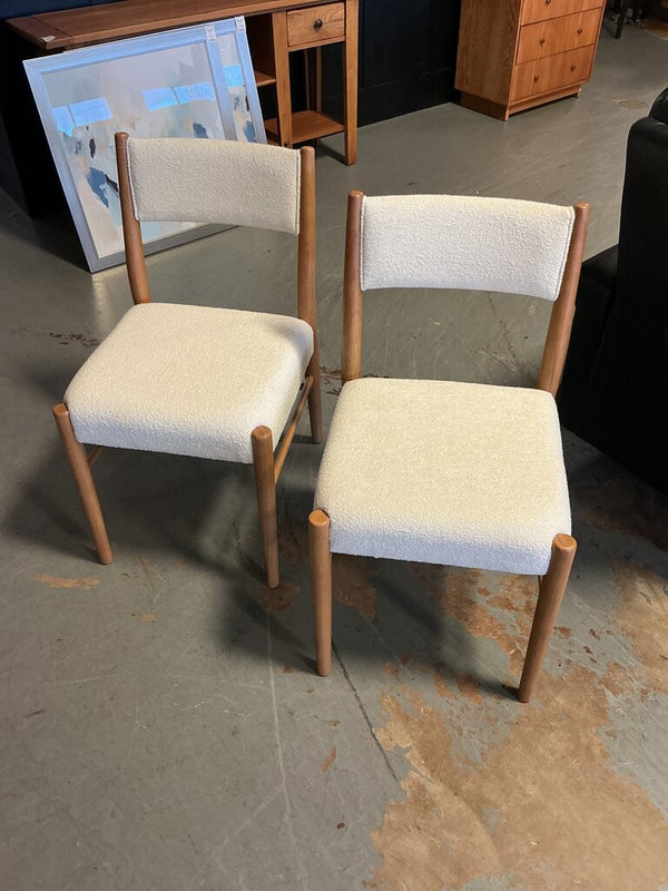Upholstered Dining Chair- Pecan & Ivory (Pair)