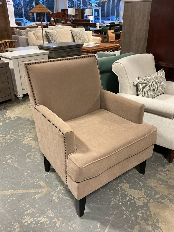 Tan Accent Chair Nailhead Trim