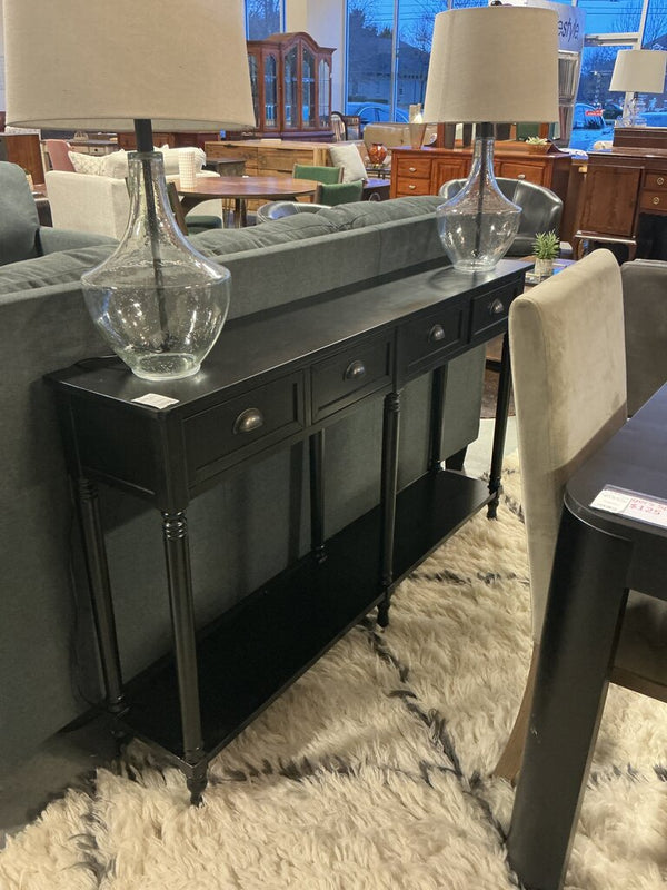Narrow Black 4 Drawer Sofa Table