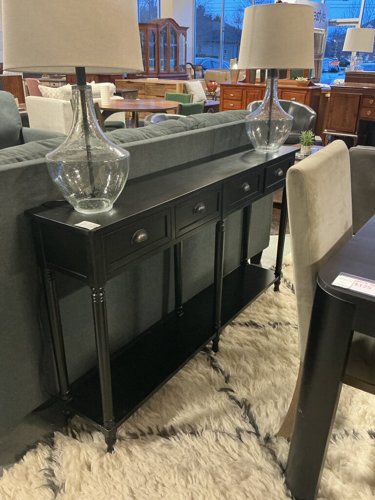Narrow Black 4 Drawer Sofa Table