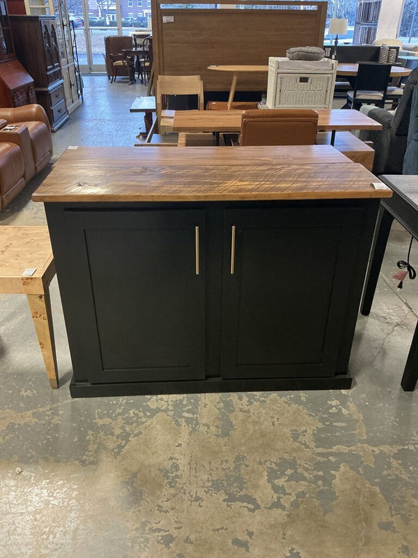 Amish 4' 2-Door Cabinet Black W/ Medium Stain Top